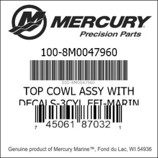 Bar codes for Mercury Marine part number 100-8M0047960