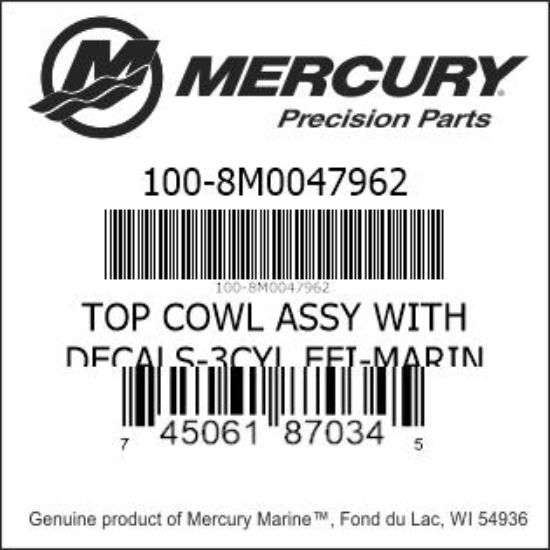 Bar codes for Mercury Marine part number 100-8M0047962