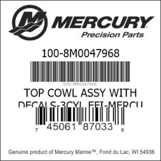 Bar codes for Mercury Marine part number 100-8M0047968