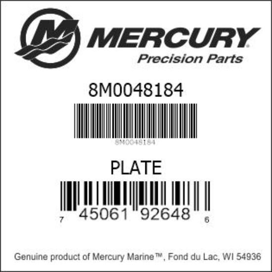 Bar codes for Mercury Marine part number 8M0048184