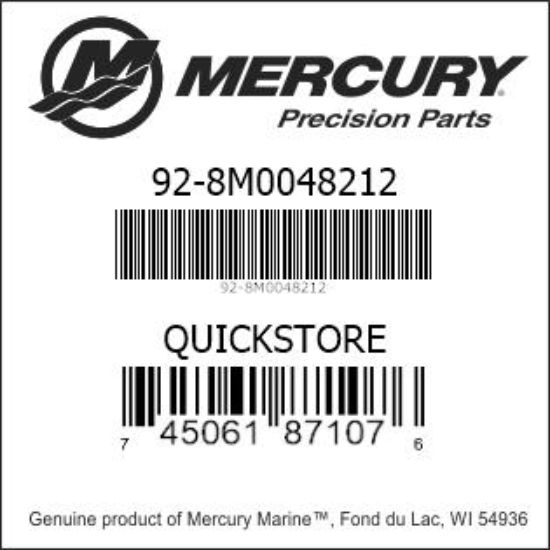 Bar codes for Mercury Marine part number 92-8M0048212