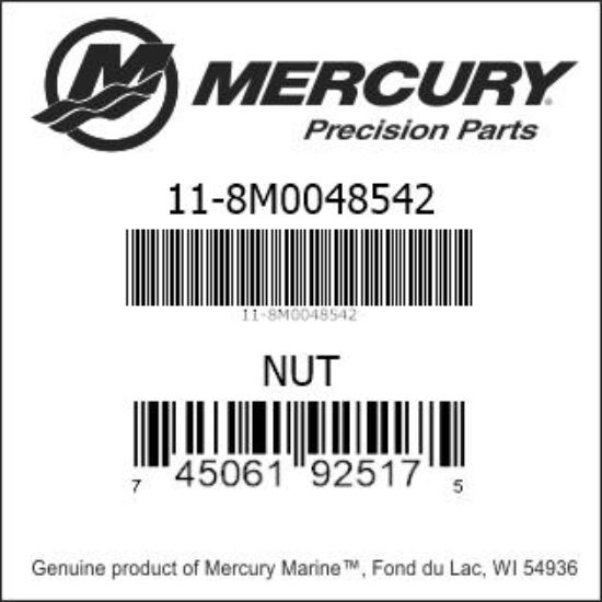 Bar codes for Mercury Marine part number 11-8M0048542
