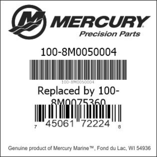 Bar codes for Mercury Marine part number 100-8M0050004