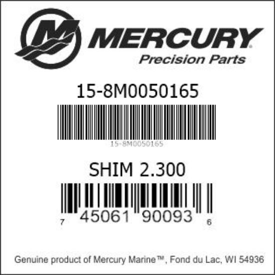 Bar codes for Mercury Marine part number 15-8M0050165