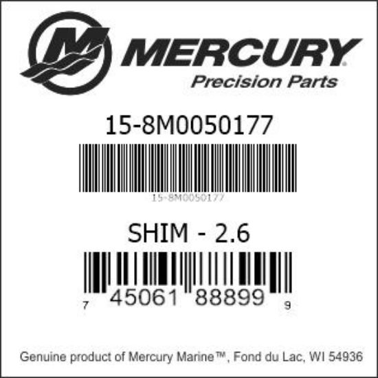 Bar codes for Mercury Marine part number 15-8M0050177