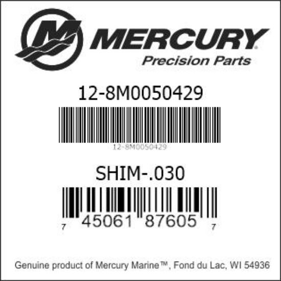 Bar codes for Mercury Marine part number 12-8M0050429