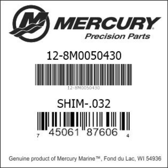 Bar codes for Mercury Marine part number 12-8M0050430