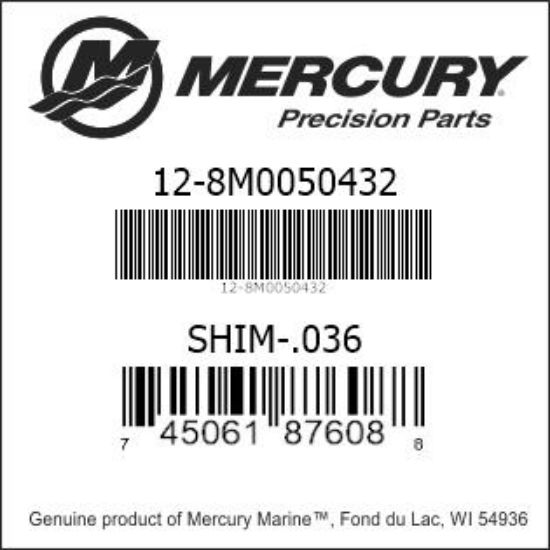 Bar codes for Mercury Marine part number 12-8M0050432
