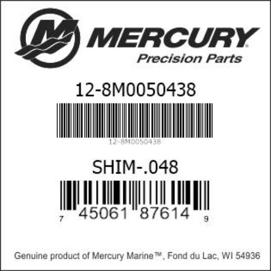 Bar codes for Mercury Marine part number 12-8M0050438
