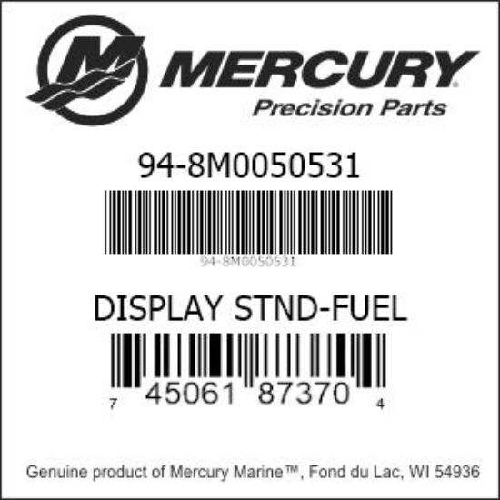 Bar codes for Mercury Marine part number 94-8M0050531