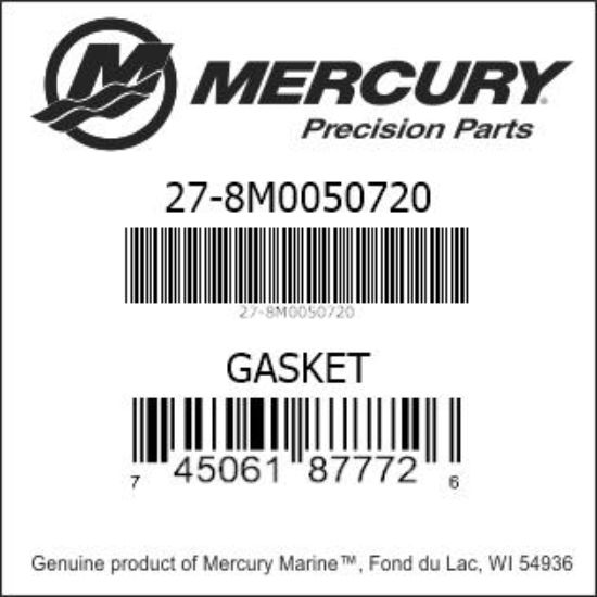 Bar codes for Mercury Marine part number 27-8M0050720