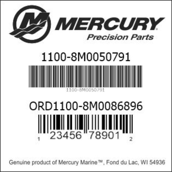 Bar codes for Mercury Marine part number 1100-8M0050791
