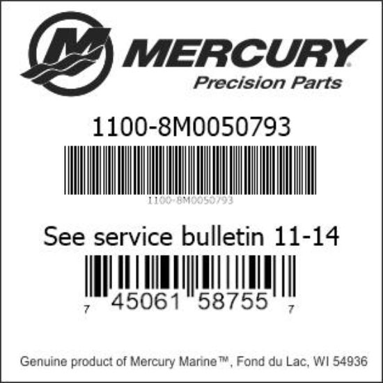 Bar codes for Mercury Marine part number 1100-8M0050793