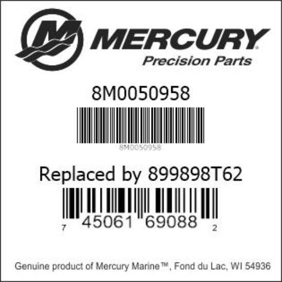 Bar codes for Mercury Marine part number 8M0050958