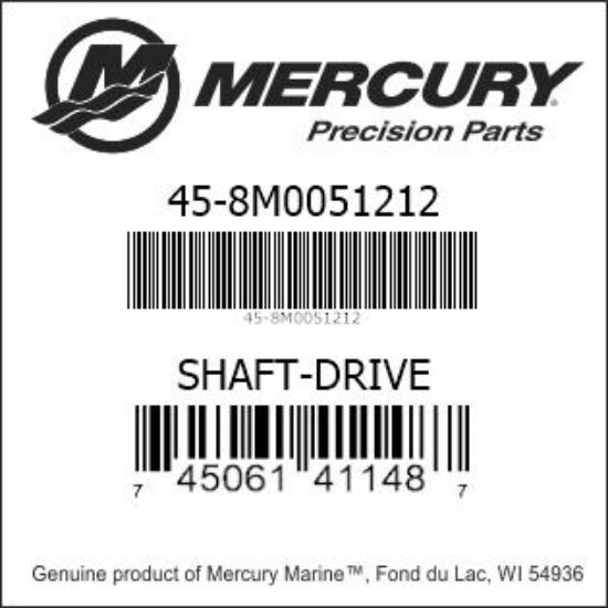 Bar codes for Mercury Marine part number 45-8M0051212