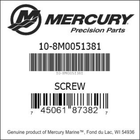 Bar codes for Mercury Marine part number 10-8M0051381