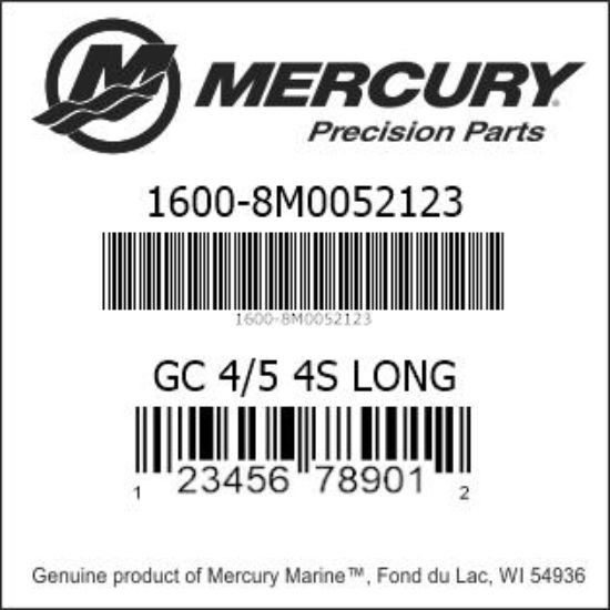 Bar codes for Mercury Marine part number 1600-8M0052123