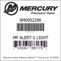 Bar codes for Mercury Marine part number 8M0052290