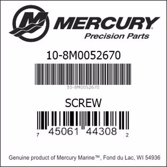 Bar codes for Mercury Marine part number 10-8M0052670