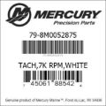 Bar codes for Mercury Marine part number 79-8M0052875