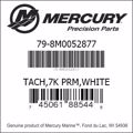 Bar codes for Mercury Marine part number 79-8M0052877