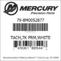 Bar codes for Mercury Marine part number 79-8M0052877