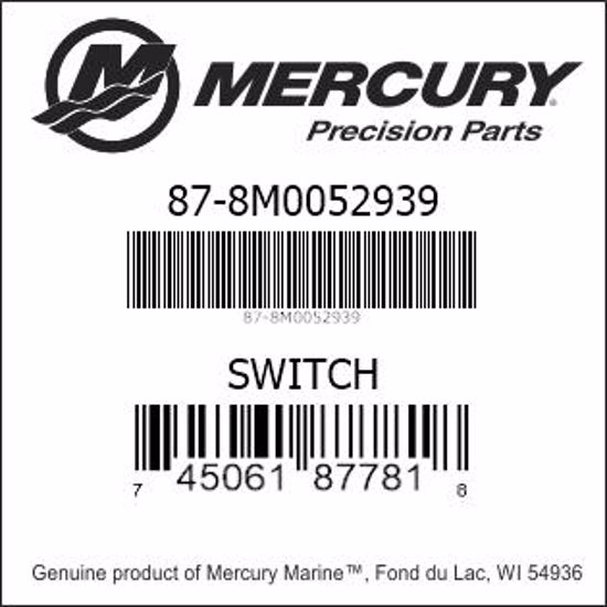 Bar codes for Mercury Marine part number 87-8M0052939