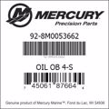 Bar codes for Mercury Marine part number 92-8M0053662
