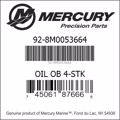 Bar codes for Mercury Marine part number 92-8M0053664