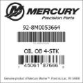 Bar codes for Mercury Marine part number 92-8M0053664