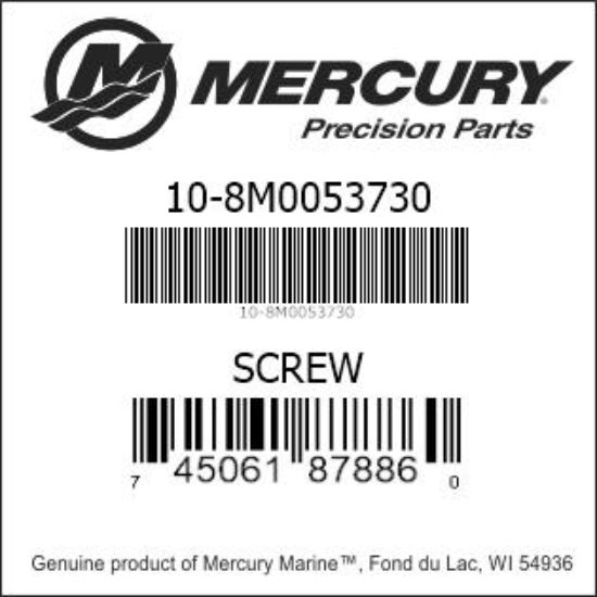 Bar codes for Mercury Marine part number 10-8M0053730