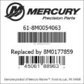 Bar codes for Mercury Marine part number 61-8M0054063