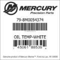 Bar codes for Mercury Marine part number 79-8M0054374