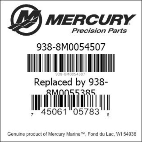 Bar codes for Mercury Marine part number 938-8M0054507