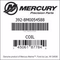 Bar codes for Mercury Marine part number 392-8M0054588