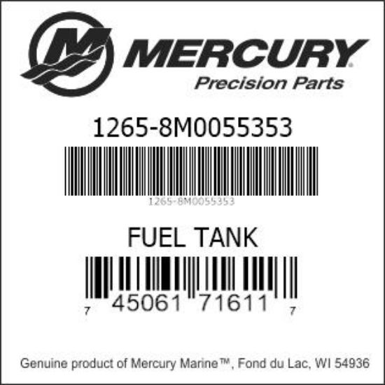 Bar codes for Mercury Marine part number 1265-8M0055353