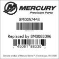 Bar codes for Mercury Marine part number 8M0057443