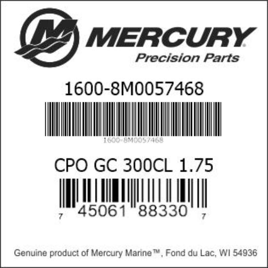 Bar codes for Mercury Marine part number 1600-8M0057468