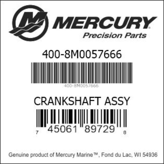 Bar codes for Mercury Marine part number 400-8M0057666