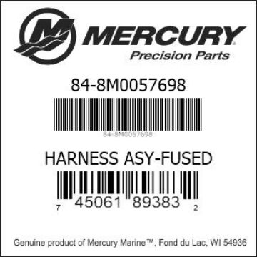 Mercury Marine part number 84-8M0057698 HARNESS ASY-FUSED Bar codes for Mercury Marine part number 84-8M0057698