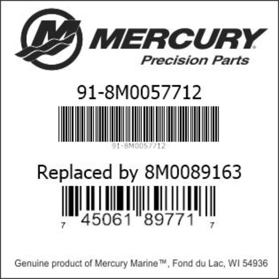 Bar codes for Mercury Marine part number 91-8M0057712