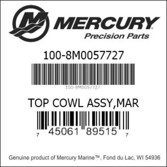 Bar codes for Mercury Marine part number 100-8M0057727