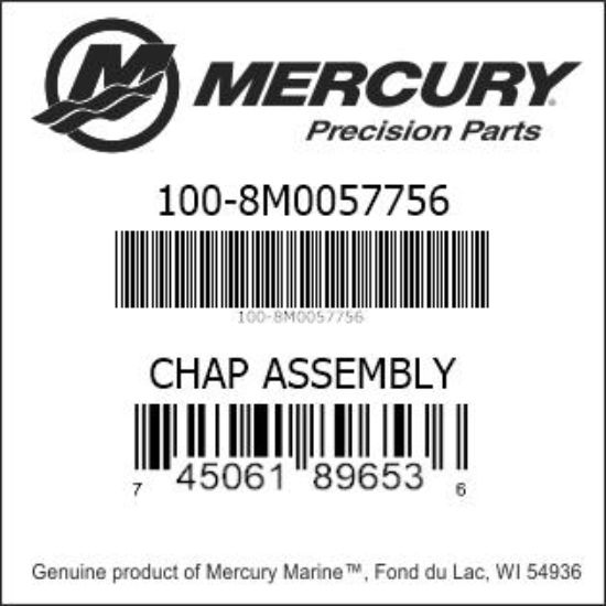 Bar codes for Mercury Marine part number 100-8M0057756