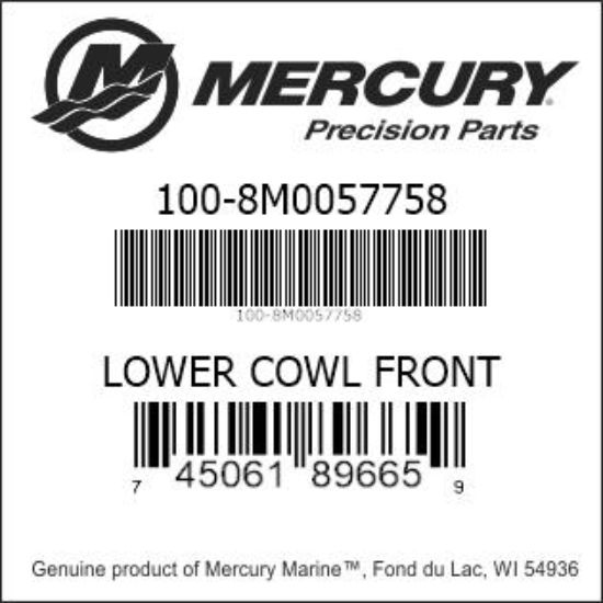 Bar codes for Mercury Marine part number 100-8M0057758