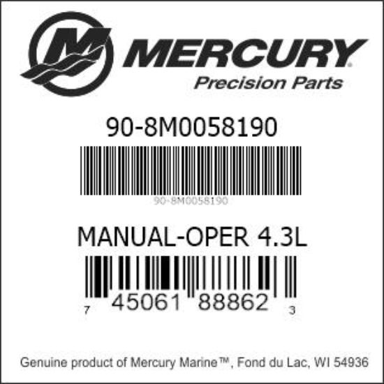 Bar codes for Mercury Marine part number 90-8M0058190