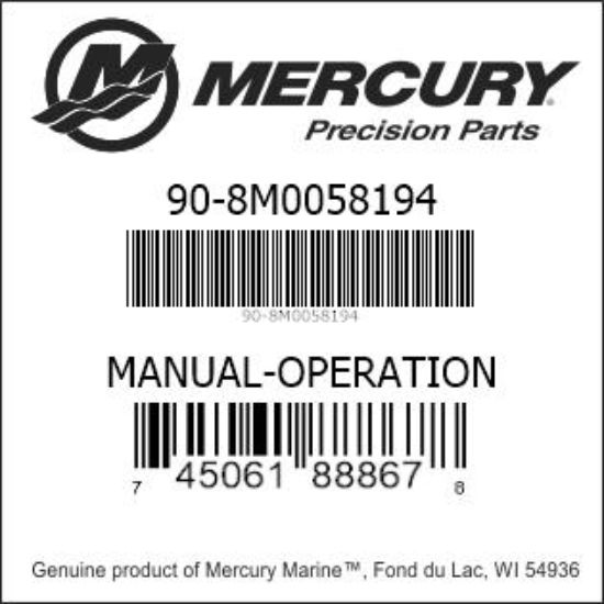 Bar codes for Mercury Marine part number 90-8M0058194