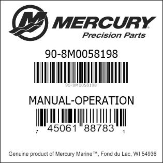Bar codes for Mercury Marine part number 90-8M0058198