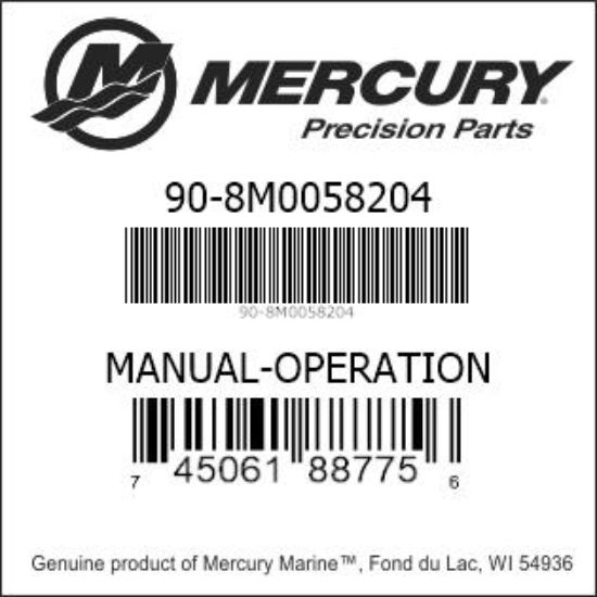 Bar codes for Mercury Marine part number 90-8M0058204