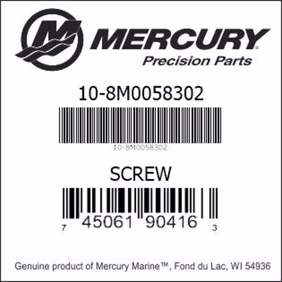 Bar codes for Mercury Marine part number 10-8M0058302