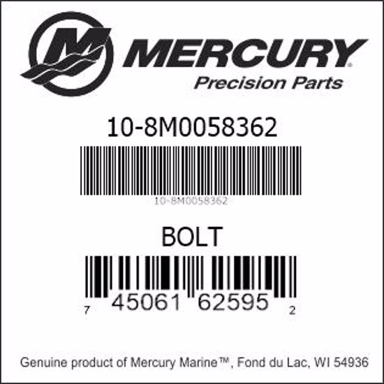 Bar codes for Mercury Marine part number 10-8M0058362